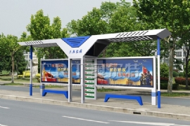 候車亭廠家推薦藍白配（pèi）高大上候車亭（tíng）
